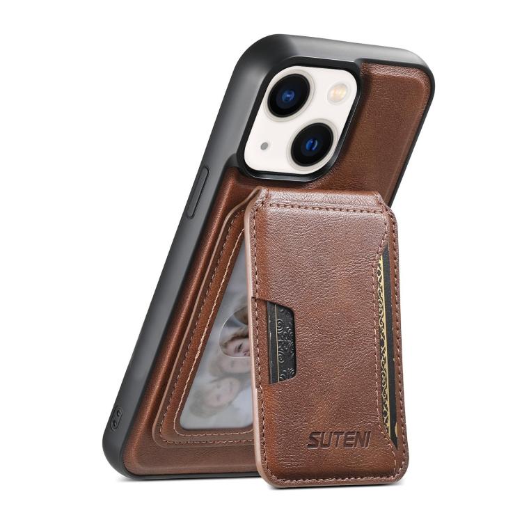 Suteni M3 Card Bag MagSafe Cowhide Texture Leather Phone Case