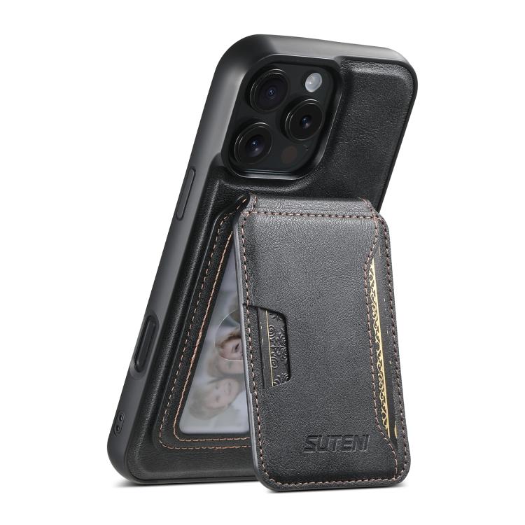 Suteni M3 Card Bag MagSafe Cowhide Texture Leather Phone Case