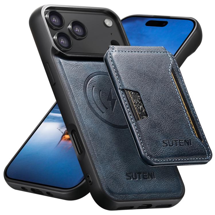 Suteni M3 Card Bag MagSafe Cowhide Texture Leather Phone Case