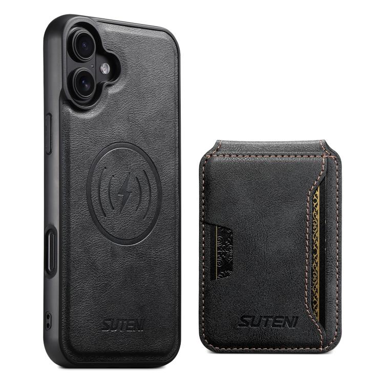 Suteni M3 Card Bag MagSafe Cowhide Texture Leather Phone Case