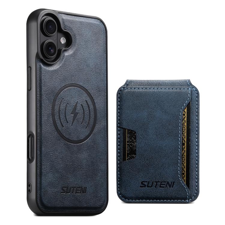 Suteni M3 Card Bag MagSafe Cowhide Texture Leather Phone Case