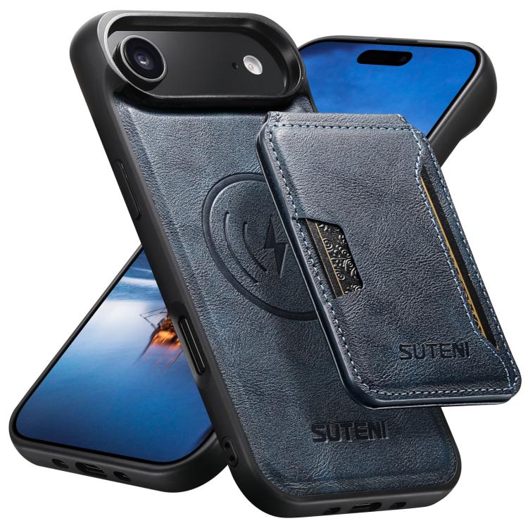 Suteni M3 Card Bag MagSafe Cowhide Texture Leather Phone Case