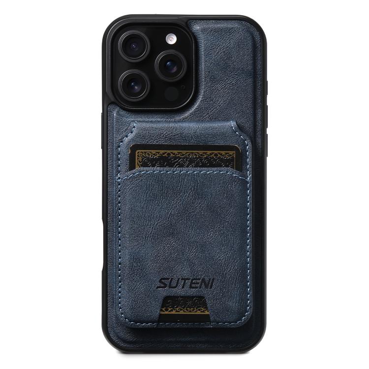 Suteni M5 Magnetic Card Bag MagSafe Cowhide Texture Leather Phone Case