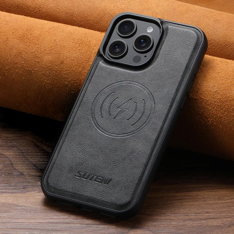 Suteni G5 Cowhide Leather MagSafe Magnetic Phone Case