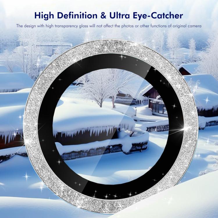ENKAY Hat-Prince Glitter Rear Camera Lens Aluminium Alloy Ring Tempered Glass Film