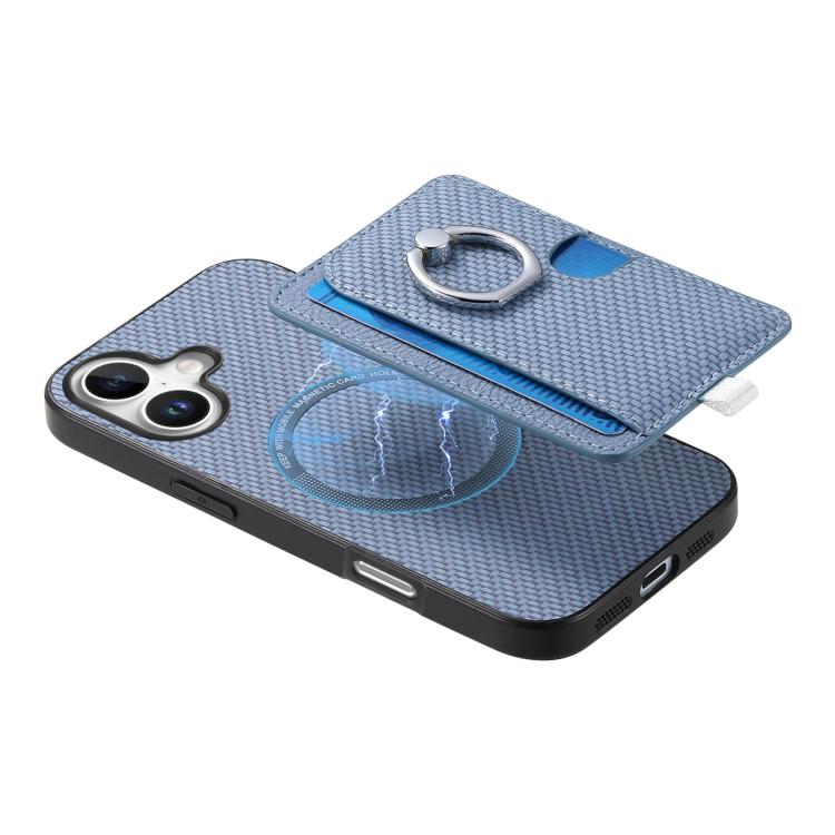 Carbon Fiber Ring Side Insert Card Bag MagSafe Phone Case