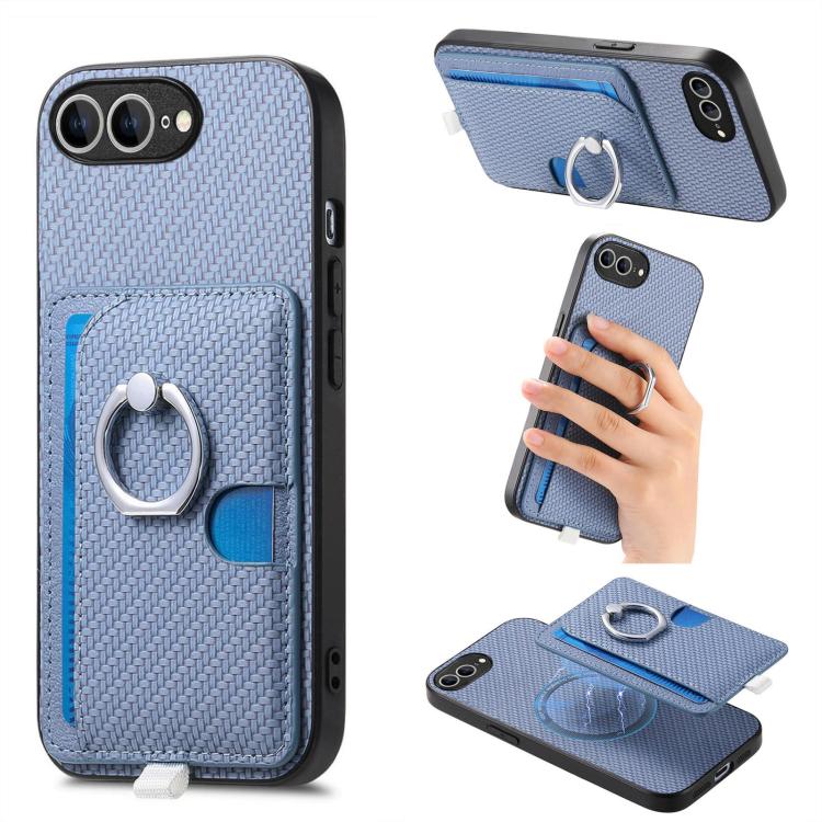 Carbon Fiber Ring Side Insert Card Bag MagSafe Phone Case