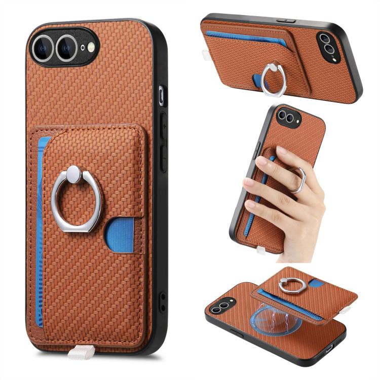 Carbon Fiber Ring Side Insert Card Bag MagSafe Phone Case