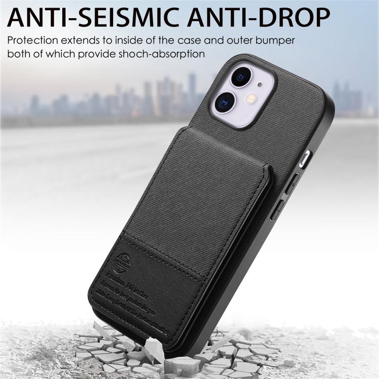 Twill Fabric Leather Vertical Flip RFID Card Bag Phone Case