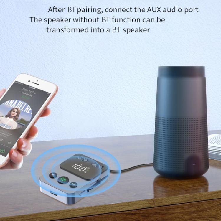 BR17 Bass Boost 2 In 1 Digital Display Bluetooth-Compatible Receiver Transmitter Audio Adapter