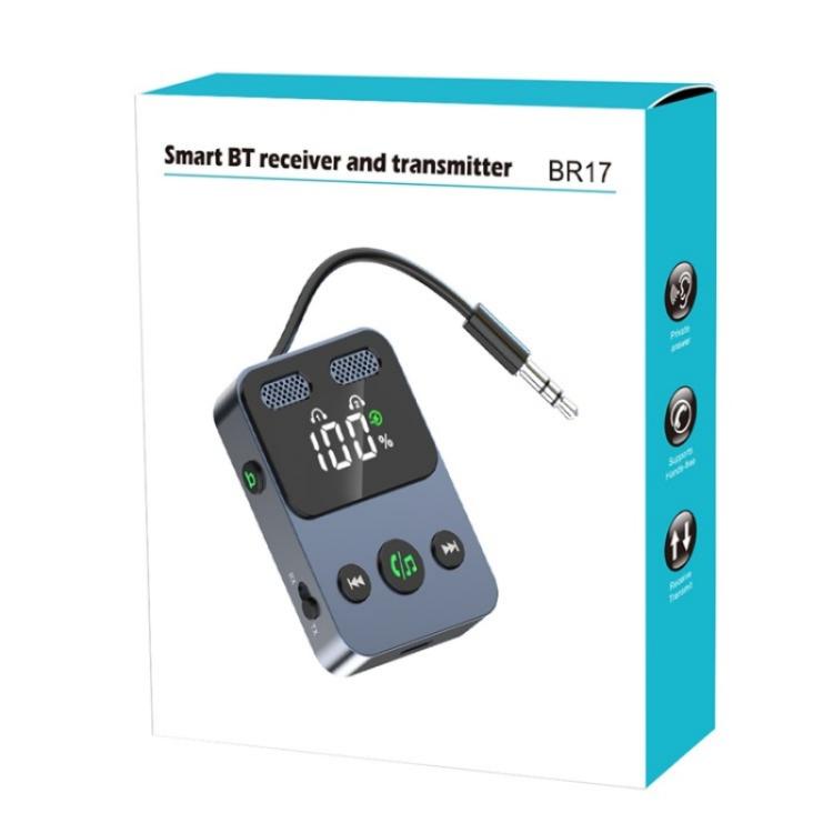 BR17 Bass Boost 2 In 1 Digital Display Bluetooth-Compatible Receiver Transmitter Audio Adapter