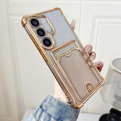 Gradient Glitter Plating TPU Phone Case with Card Slot, For Samsung Galaxy S22 Ultra 5G, For Samsung Galaxy S22+ 5G, For Samsung Galaxy S22 5G