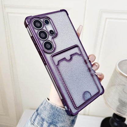 Gradient Glitter Plating TPU Phone Case with Card Slot, For Samsung Galaxy S22 Ultra 5G, For Samsung Galaxy S22+ 5G, For Samsung Galaxy S22 5G