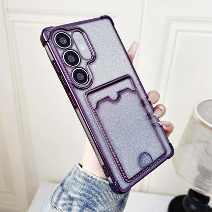 Gradient Glitter Plating TPU Phone Case with Card Slot, For Samsung Galaxy S24 Ultra 5G, For Samsung Galaxy S24+ 5G, For Samsung Galaxy S24 5G, For Samsung Galaxy S23 Ultra 5G, For Samsung Galaxy S23+ 5G, For Samsung Galaxy S23 5G