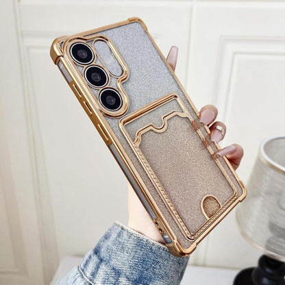 Gradient Glitter Plating TPU Phone Case with Card Slot, For Samsung Galaxy S24 Ultra 5G, For Samsung Galaxy S24+ 5G, For Samsung Galaxy S24 5G, For Samsung Galaxy S23 Ultra 5G, For Samsung Galaxy S23+ 5G, For Samsung Galaxy S23 5G