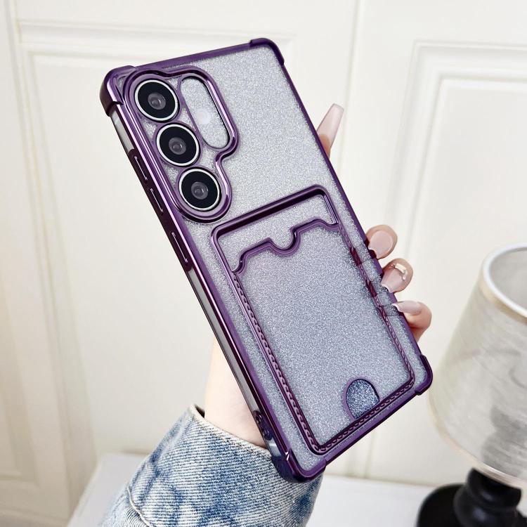 Gradient Glitter Plating TPU Phone Case with Card Slot, For Samsung Galaxy S26+ 5G, For Samsung Galaxy S26 Ultra 5G, For Samsung Galaxy S26 5G, For Samsung Galaxy S25 5G, For Samsung Galaxy S25+ 5G, For Samsung Galaxy S25 Ultra 5G