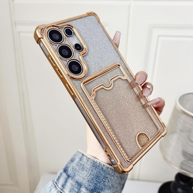 Gradient Glitter Plating TPU Phone Case with Card Slot, For Samsung Galaxy S26+ 5G, For Samsung Galaxy S26 Ultra 5G, For Samsung Galaxy S26 5G, For Samsung Galaxy S25 5G, For Samsung Galaxy S25+ 5G, For Samsung Galaxy S25 Ultra 5G