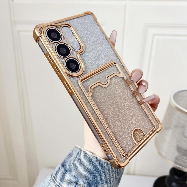 Gradient Glitter Plating TPU Phone Case with Card Slot, For Samsung Galaxy S26+ 5G, For Samsung Galaxy S26 Ultra 5G, For Samsung Galaxy S26 5G, For Samsung Galaxy S25 5G, For Samsung Galaxy S25+ 5G, For Samsung Galaxy S25 Ultra 5G