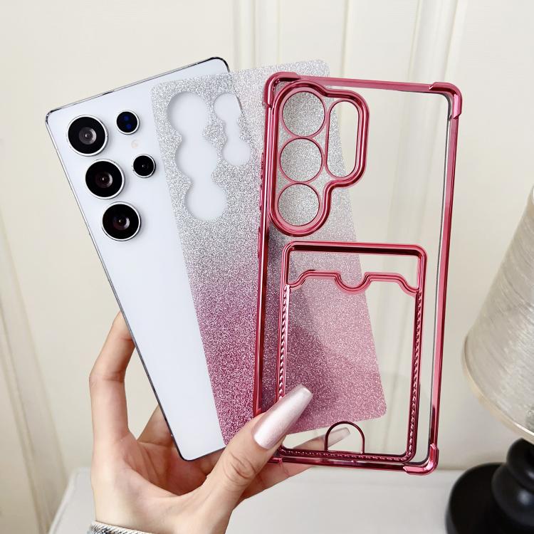 Gradient Glitter Plating TPU Phone Case with Card Slot, For Samsung Galaxy S22 Ultra 5G, For Samsung Galaxy S22+ 5G, For Samsung Galaxy S22 5G