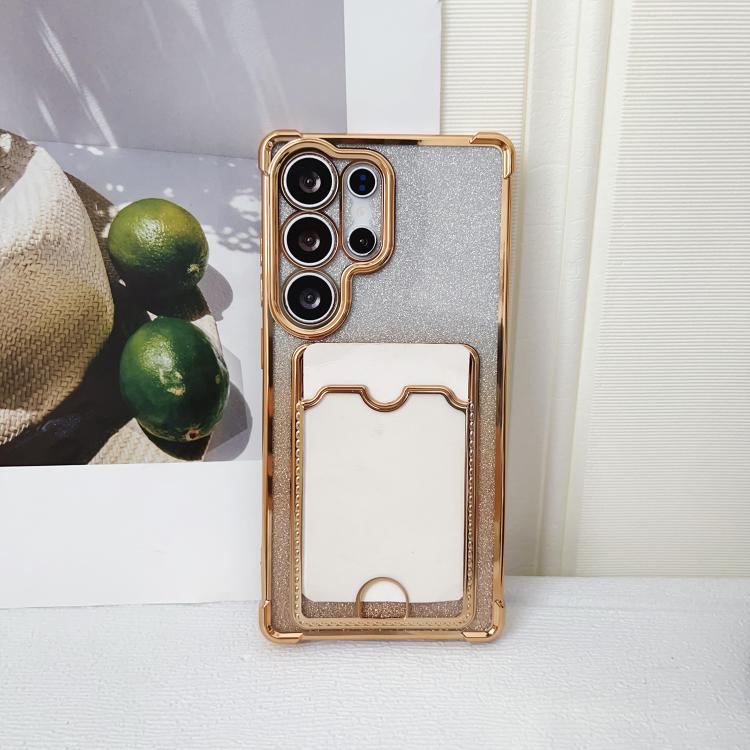 Gradient Glitter Plating TPU Phone Case with Card Slot, For Samsung Galaxy S26+ 5G, For Samsung Galaxy S26 Ultra 5G, For Samsung Galaxy S26 5G, For Samsung Galaxy S25 5G, For Samsung Galaxy S25+ 5G, For Samsung Galaxy S25 Ultra 5G