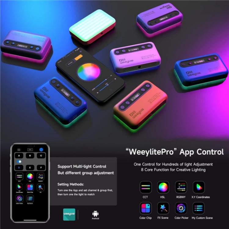 Weeylite S05 Portable App Control Phone Fill Lamp Video Live Streaming Photography RGB Full Color Fill Light