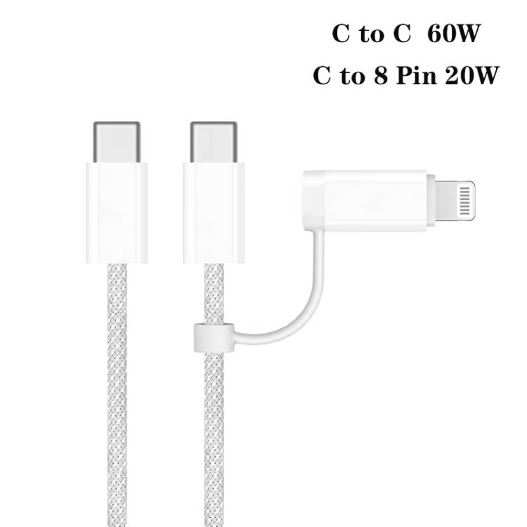 PD41 GaN PD 45W + USB Charger with USB-C to USB-C / 8 Pin Data Cable for iPhone, US Plug