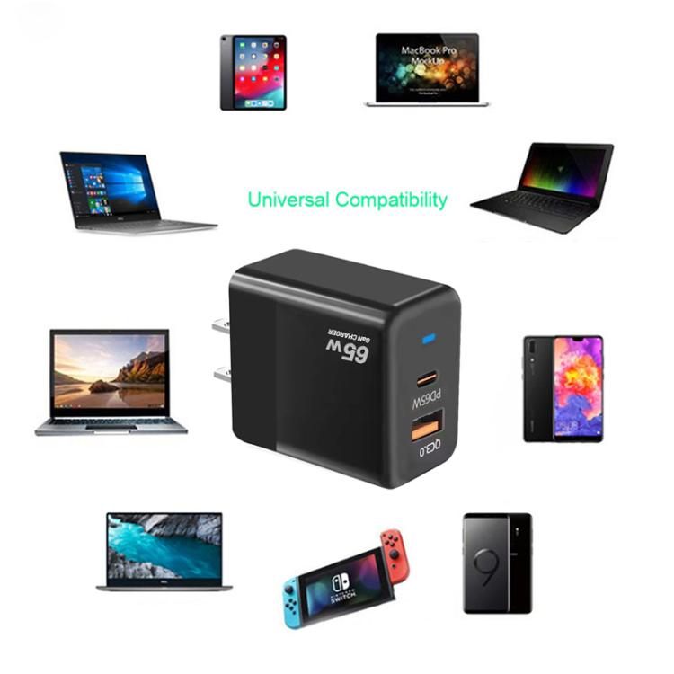 PD41 GaN PD 45W + USB Charger with USB-C to USB-C / 8 Pin Data Cable for iPhone, US Plug