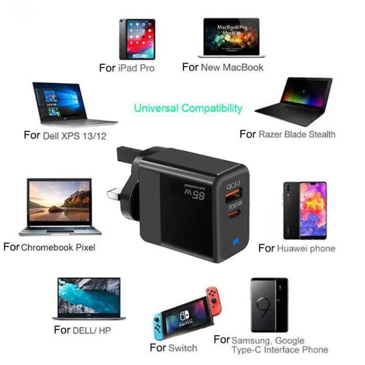 PD41 GaN PD 45W + USB Charger with Type-C to Type-C Data Cable, UK Plug