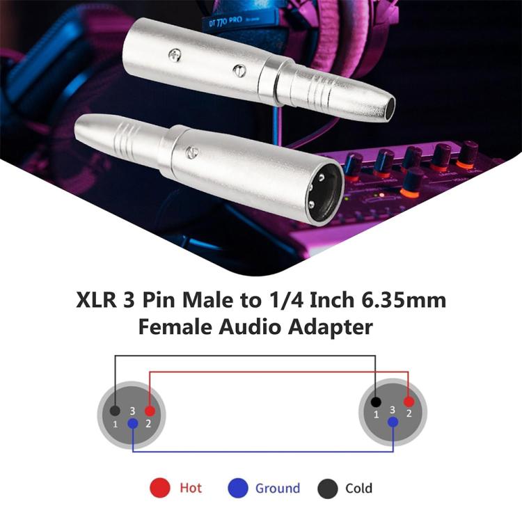 JUNSUNMAY XLR Male to 6.35mm Female Audio Adapter