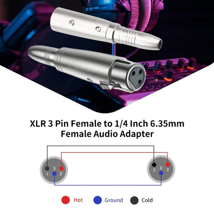 JUNSUNMAY XLR Female to 6.35mm Female Audio Adapter