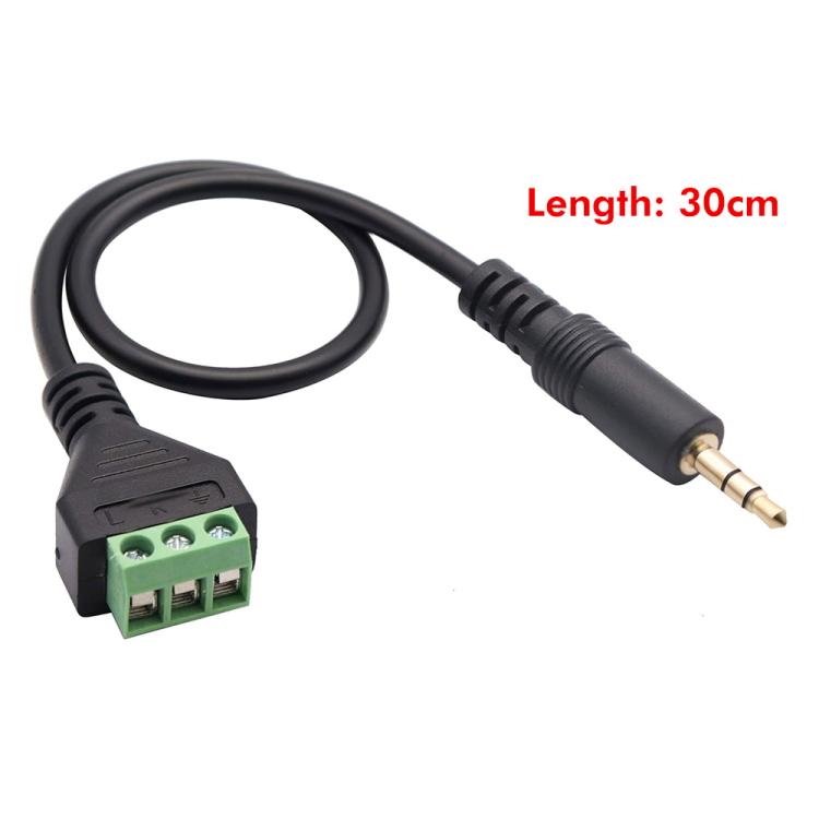 JUNSUNMAY 3.5mm Male to 3 Pin Stereo Audio Terminal Block Balum Connection Cable, Length: 30cm