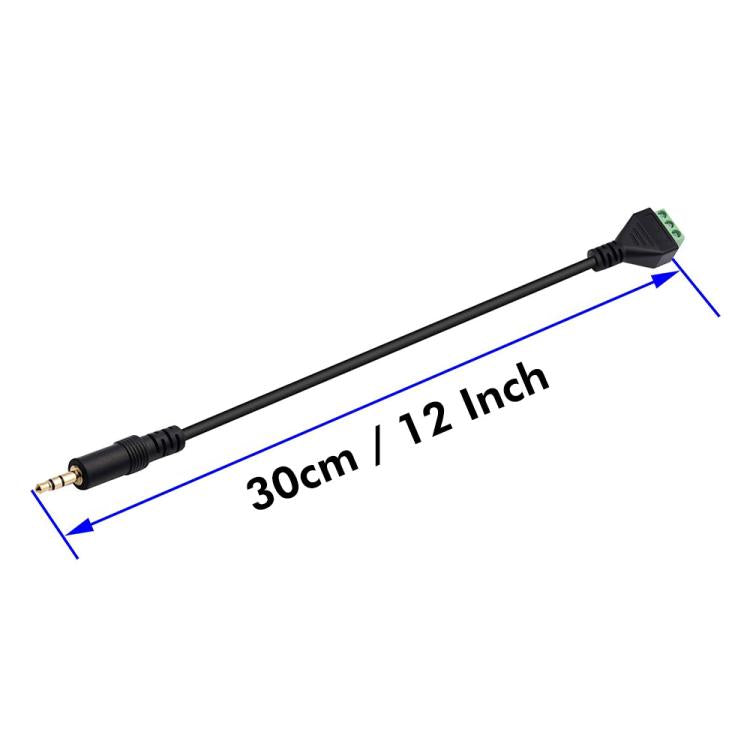 JUNSUNMAY 3.5mm Male to 3 Pin Stereo Audio Terminal Block Balum Connection Cable, Length: 30cm