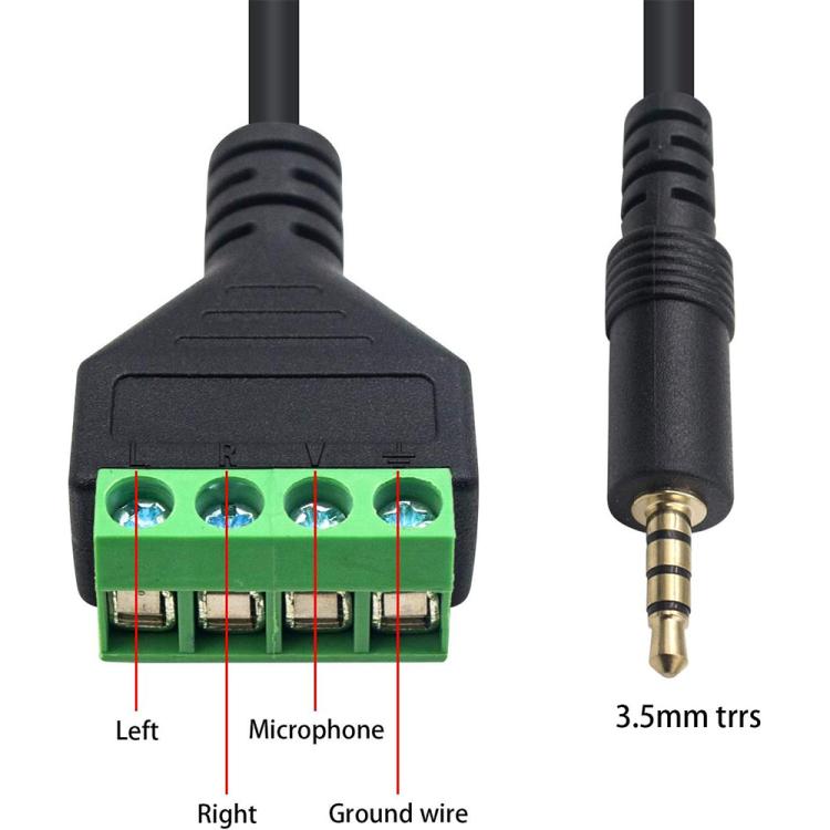 JUNSUNMAY 3.5mm Male to 4 Pin Stereo Audio Terminal Block Balum Connection Cable, Length: 30cm