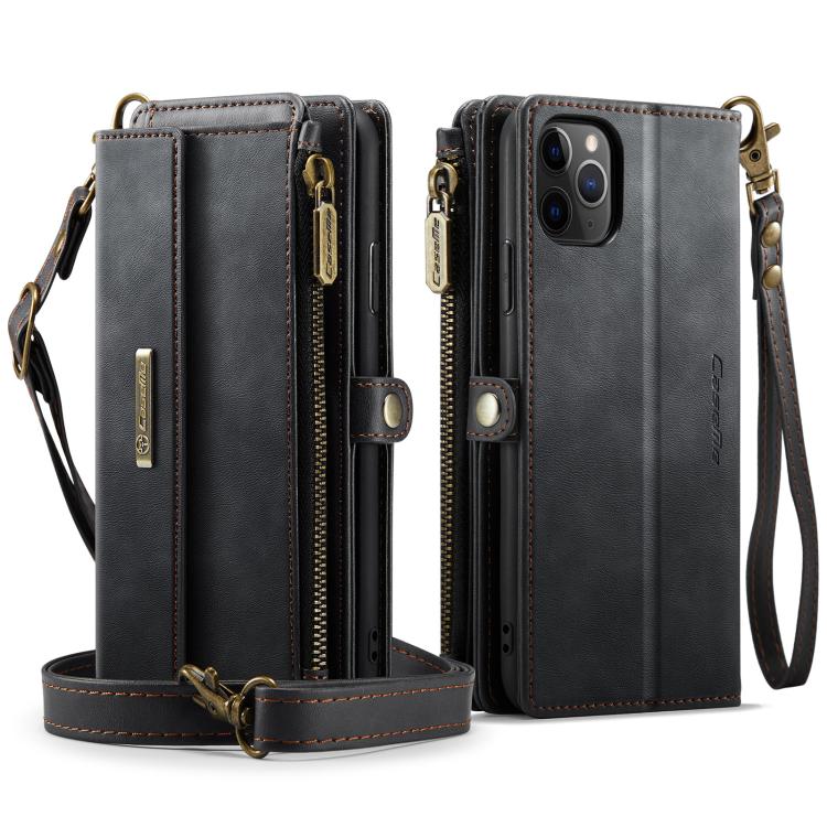 CaseMe C39 RFID Blocking Zipper Wallet Leather Phone Case with Crossbody Strap