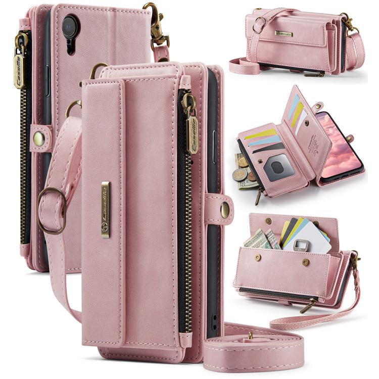CaseMe C39 RFID Blocking Zipper Wallet Leather Phone Case with Crossbody Strap