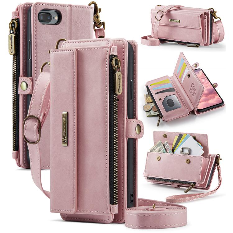 CaseMe C39 RFID Blocking Zipper Wallet Leather Phone Case with Crossbody Strap