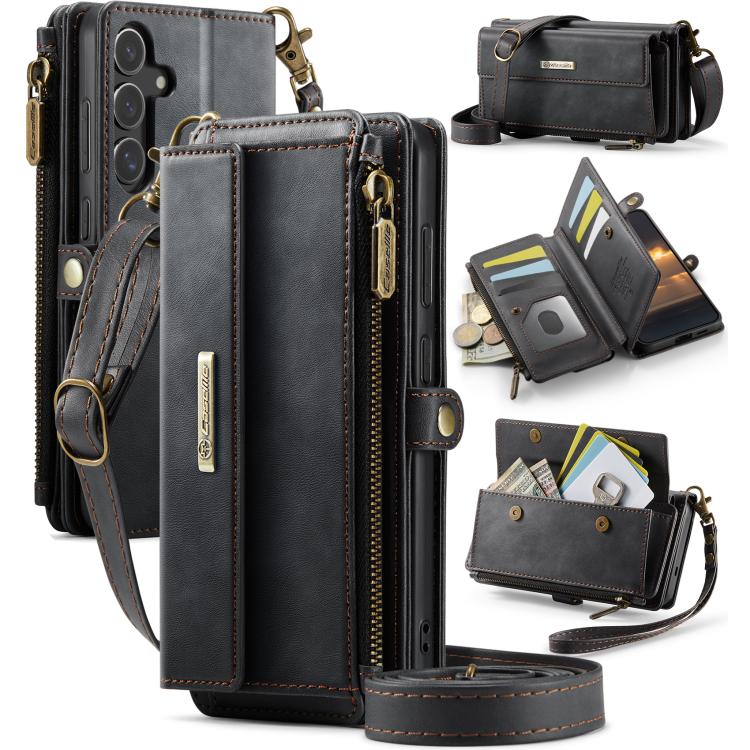 CaseMe C39 RFID Blocking Zipper Wallet Leather Phone Case with Crossbody Strap, For Samsung Galaxy S20 FE 5G, For Samsung Galaxy S20 Ultra 5G, For Samsung Galaxy S20+ 5G, For Samsung Galaxy S20 5G, For Samsung Galaxy A17, For Samsung Galaxy S25 / S24 5...