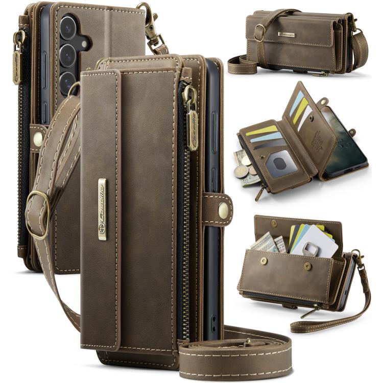CaseMe C39 RFID Blocking Zipper Wallet Leather Phone Case with Crossbody Strap, For Samsung Galaxy S20 FE 5G, For Samsung Galaxy S20 Ultra 5G, For Samsung Galaxy S20+ 5G, For Samsung Galaxy S20 5G, For Samsung Galaxy A17, For Samsung Galaxy S25 / S24 5...