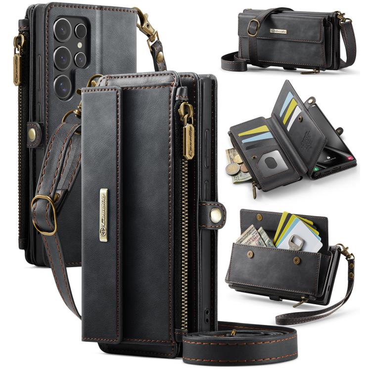 CaseMe C39 RFID Blocking Zipper Wallet Leather Phone Case with Crossbody Strap, For Samsung Galaxy S25 Ultra 5G, For Samsung Galaxy S24 FE 5G, For Samsung Galaxy A55 5G, For Samsung Galaxy S24 Ultra 5G, For Samsung Galaxy A15, For Samsung Galaxy S23 FE...
