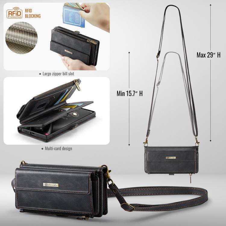 CaseMe C39 RFID Blocking Zipper Wallet Leather Phone Case with Crossbody Strap, For Samsung Galaxy S25 Ultra 5G, For Samsung Galaxy S24 FE 5G, For Samsung Galaxy A55 5G, For Samsung Galaxy S24 Ultra 5G, For Samsung Galaxy A15, For Samsung Galaxy S23 FE...