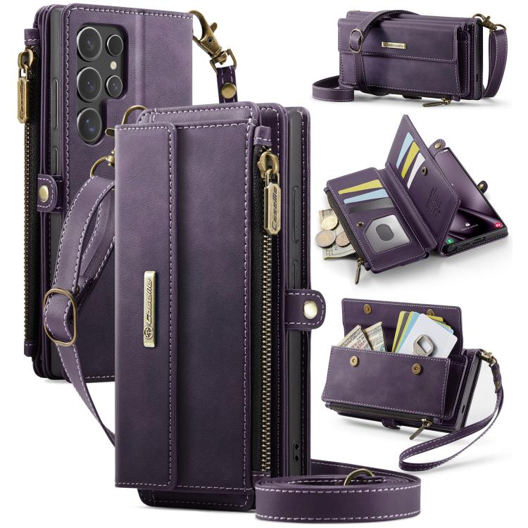 CaseMe C39 RFID Blocking Zipper Wallet Leather Phone Case with Crossbody Strap, For Samsung Galaxy S25 Ultra 5G, For Samsung Galaxy S24 FE 5G, For Samsung Galaxy A55 5G, For Samsung Galaxy S24 Ultra 5G, For Samsung Galaxy A15, For Samsung Galaxy S23 FE...
