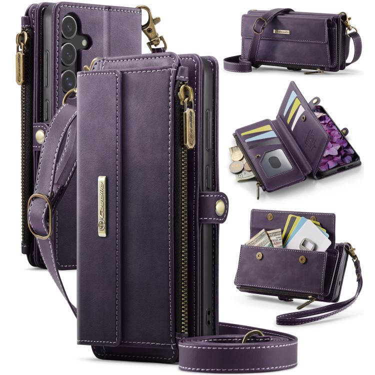 CaseMe C39 RFID Blocking Zipper Wallet Leather Phone Case with Crossbody Strap, For Samsung Galaxy S25 Ultra 5G, For Samsung Galaxy S24 FE 5G, For Samsung Galaxy A55 5G, For Samsung Galaxy S24 Ultra 5G, For Samsung Galaxy A15, For Samsung Galaxy S23 FE...
