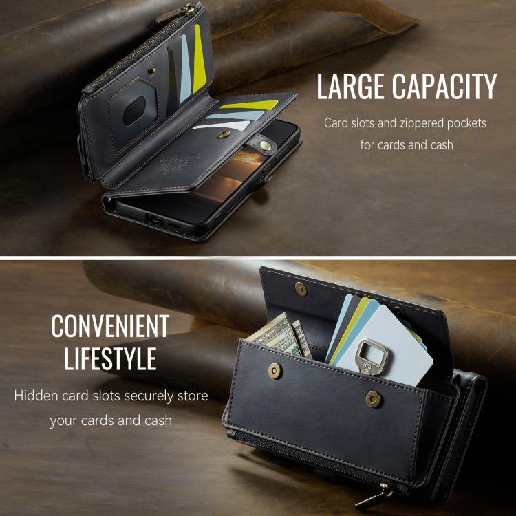 CaseMe C39 RFID Blocking Zipper Wallet Leather Phone Case with Crossbody Strap, For Samsung Galaxy S23 5G, For Samsung Galaxy S22+ 5G, For Samsung Galaxy S22 5G, For Samsung Galaxy S21 FE 5G, For Samsung Galaxy A52, For Samsung Galaxy A53              ...