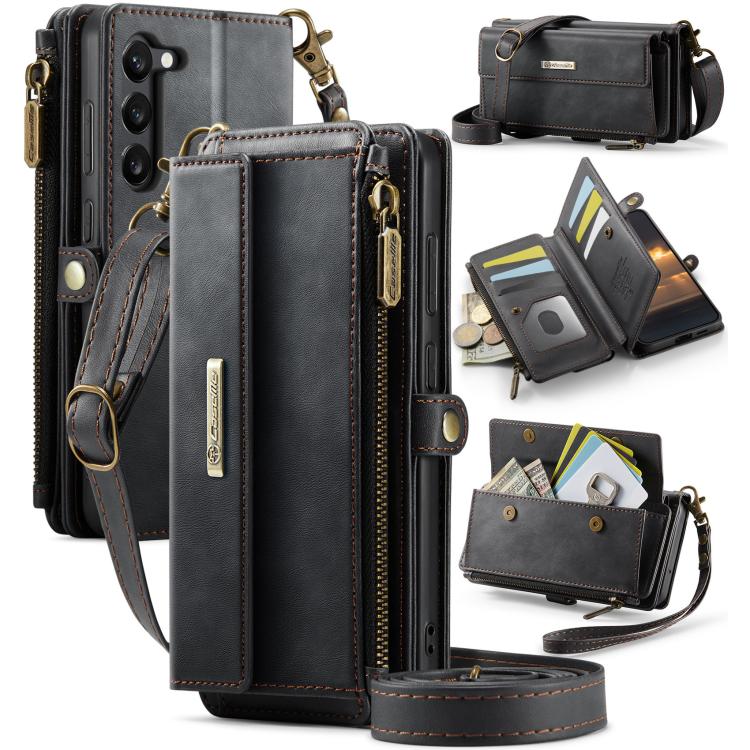 CaseMe C39 RFID Blocking Zipper Wallet Leather Phone Case with Crossbody Strap, For Samsung Galaxy S25 Ultra 5G, For Samsung Galaxy S24 FE 5G, For Samsung Galaxy A55 5G, For Samsung Galaxy S24 Ultra 5G, For Samsung Galaxy A15, For Samsung Galaxy S23 FE...