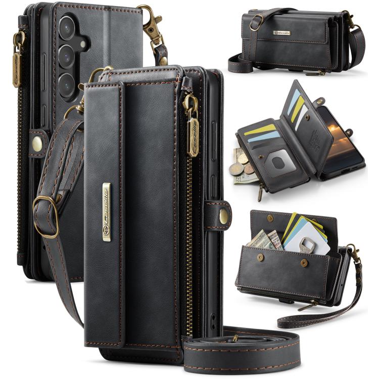 CaseMe C39 RFID Blocking Zipper Wallet Leather Phone Case with Crossbody Strap, For Samsung Galaxy S25 Ultra 5G, For Samsung Galaxy S24 FE 5G, For Samsung Galaxy A55 5G, For Samsung Galaxy S24 Ultra 5G, For Samsung Galaxy A15, For Samsung Galaxy S23 FE...