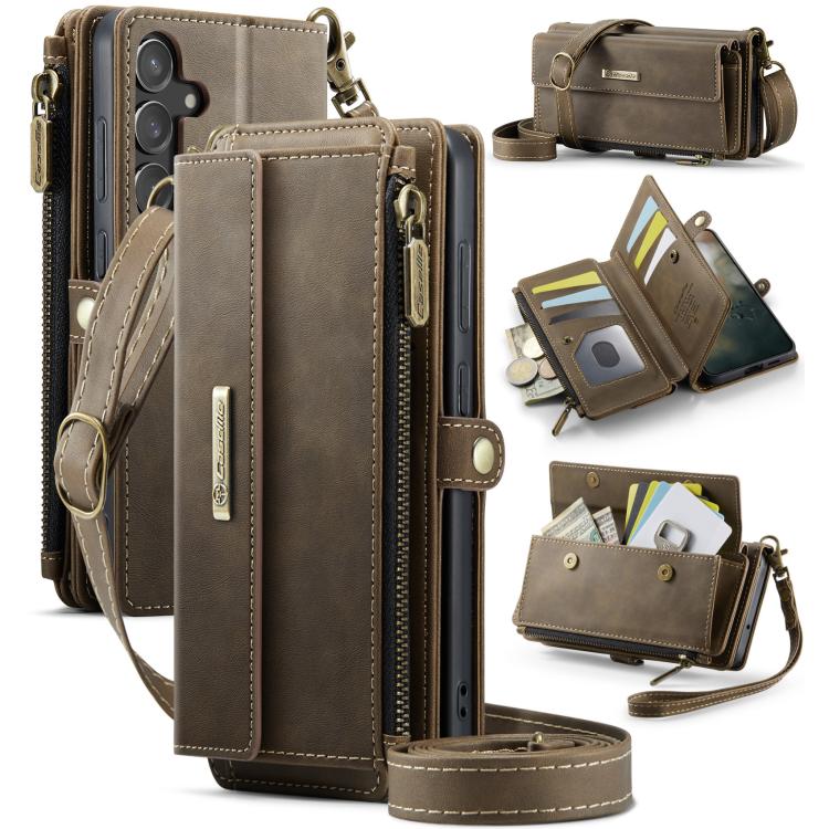 CaseMe C39 RFID Blocking Zipper Wallet Leather Phone Case with Crossbody Strap, For Samsung Galaxy S25 Ultra 5G, For Samsung Galaxy S24 FE 5G, For Samsung Galaxy A55 5G, For Samsung Galaxy S24 Ultra 5G, For Samsung Galaxy A15, For Samsung Galaxy S23 FE...
