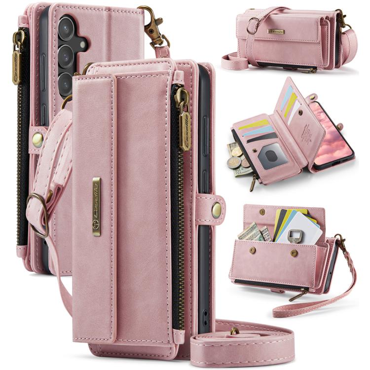 CaseMe C39 RFID Blocking Zipper Wallet Leather Phone Case with Crossbody Strap, For Samsung Galaxy S25 Ultra 5G, For Samsung Galaxy S24 FE 5G, For Samsung Galaxy A55 5G, For Samsung Galaxy S24 Ultra 5G, For Samsung Galaxy A15, For Samsung Galaxy S23 FE...