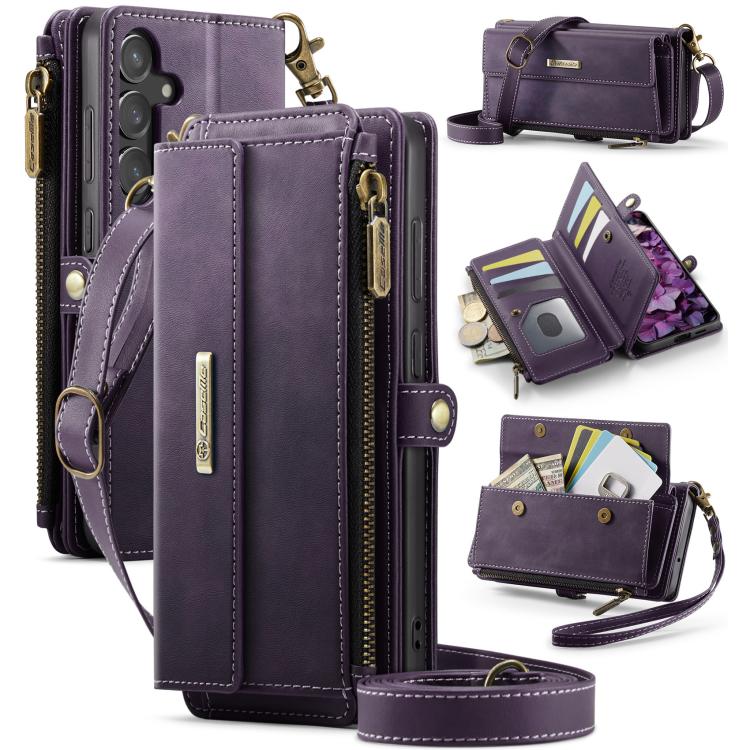 CaseMe C39 RFID Blocking Zipper Wallet Leather Phone Case with Crossbody Strap, For Samsung Galaxy S25 Ultra 5G, For Samsung Galaxy S24 FE 5G, For Samsung Galaxy A55 5G, For Samsung Galaxy S24 Ultra 5G, For Samsung Galaxy A15, For Samsung Galaxy S23 FE...