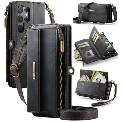 CaseMe C39 RFID Blocking Zipper Wallet Leather Phone Case with Crossbody Strap, For Samsung Galaxy S25 Ultra 5G, For Samsung Galaxy S24 FE 5G, For Samsung Galaxy A55 5G, For Samsung Galaxy S24 Ultra 5G, For Samsung Galaxy A15, For Samsung Galaxy S23 FE...