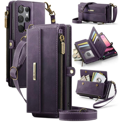 CaseMe C39 RFID Blocking Zipper Wallet Leather Phone Case with Crossbody Strap, For Samsung Galaxy S25 Ultra 5G, For Samsung Galaxy S24 FE 5G, For Samsung Galaxy A55 5G, For Samsung Galaxy S24 Ultra 5G, For Samsung Galaxy A15, For Samsung Galaxy S23 FE...